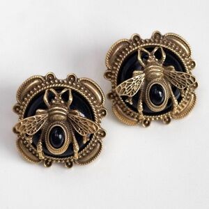 Vintage & Designer Inspired Gold and Black Bee Earrings